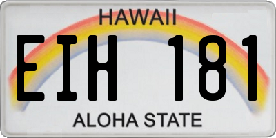 HI license plate EIH181