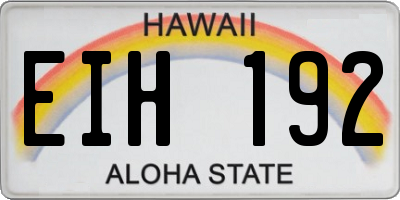 HI license plate EIH192