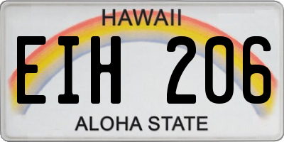 HI license plate EIH206