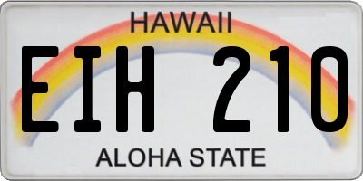 HI license plate EIH210