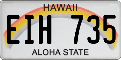 HI license plate EIH735