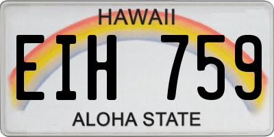 HI license plate EIH759