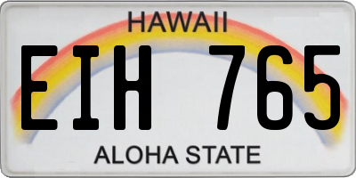 HI license plate EIH765