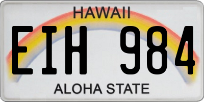 HI license plate EIH984