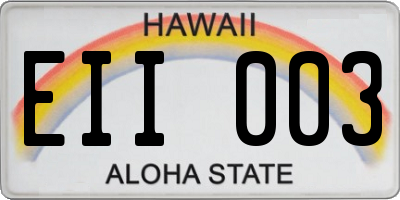 HI license plate EII003