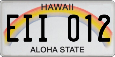 HI license plate EII012