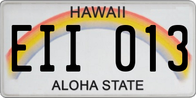 HI license plate EII013