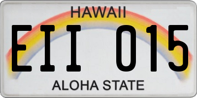 HI license plate EII015