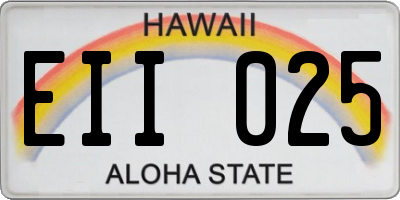 HI license plate EII025
