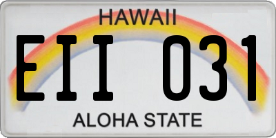 HI license plate EII031