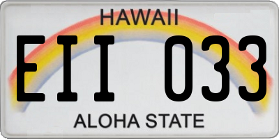 HI license plate EII033