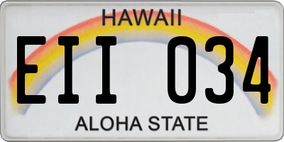 HI license plate EII034