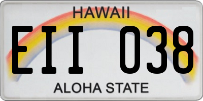 HI license plate EII038