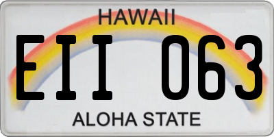 HI license plate EII063