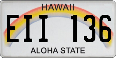 HI license plate EII136