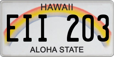 HI license plate EII203