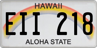 HI license plate EII218