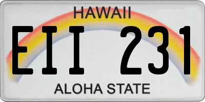 HI license plate EII231
