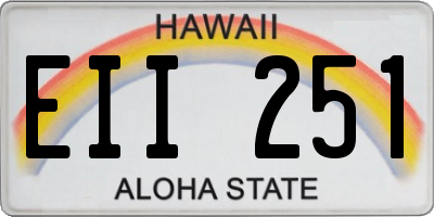 HI license plate EII251