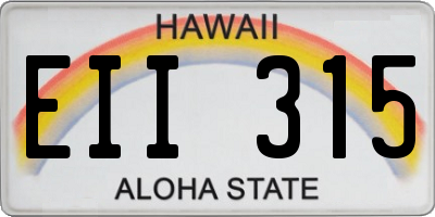 HI license plate EII315