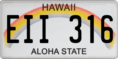 HI license plate EII316