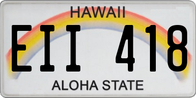 HI license plate EII418