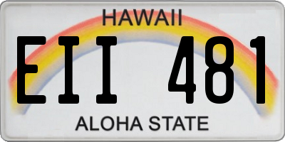 HI license plate EII481