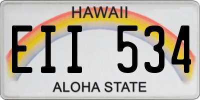 HI license plate EII534