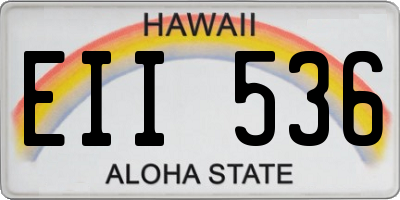 HI license plate EII536