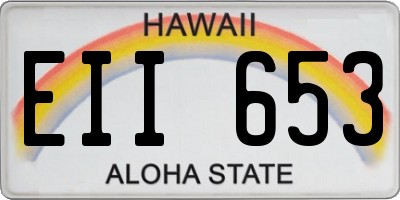 HI license plate EII653