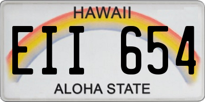 HI license plate EII654