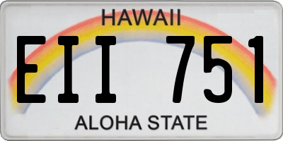 HI license plate EII751