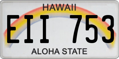 HI license plate EII753
