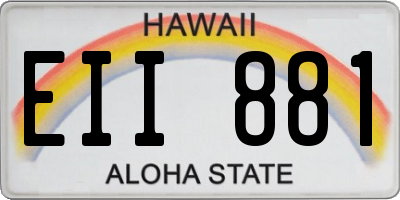 HI license plate EII881