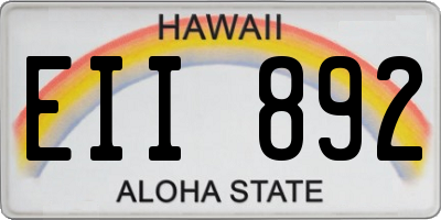 HI license plate EII892