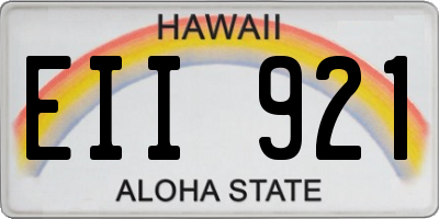 HI license plate EII921