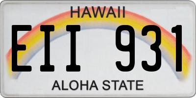 HI license plate EII931