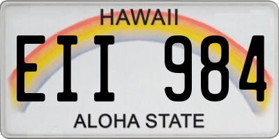 HI license plate EII984