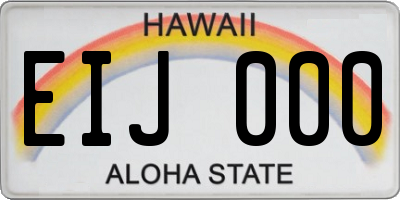 HI license plate EIJ000