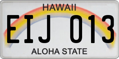HI license plate EIJ013