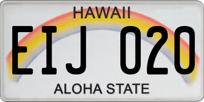 HI license plate EIJ020