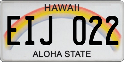 HI license plate EIJ022