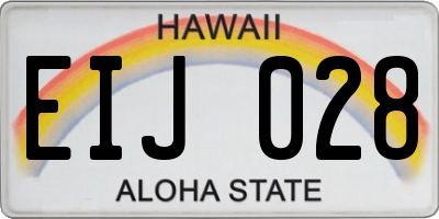 HI license plate EIJ028