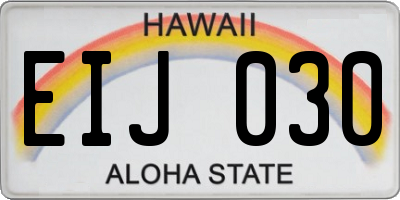 HI license plate EIJ030