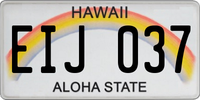 HI license plate EIJ037