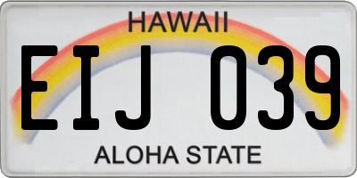 HI license plate EIJ039