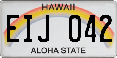 HI license plate EIJ042