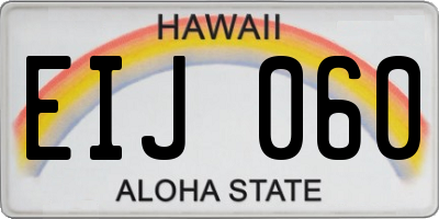 HI license plate EIJ060