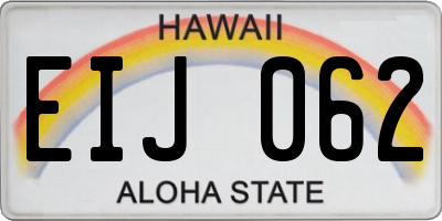 HI license plate EIJ062