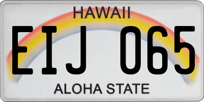 HI license plate EIJ065
